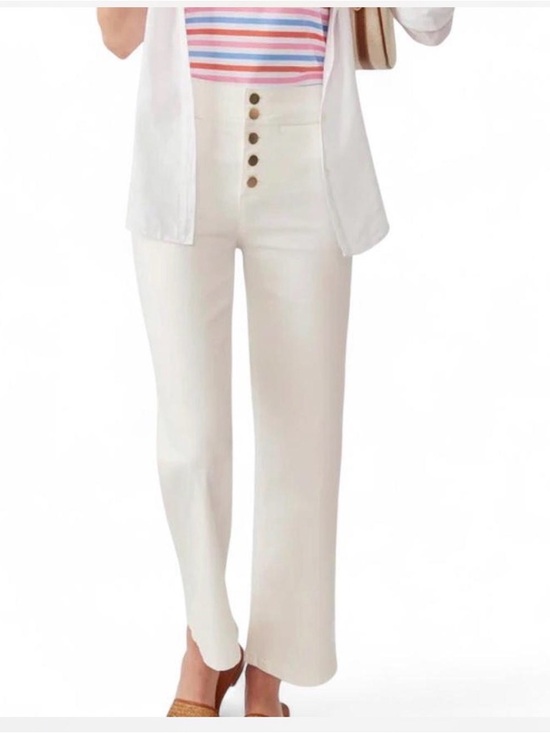J. McLaughlin Pants - J. McLaughlin White High-Rise Wide-Leg Button-Front Pants